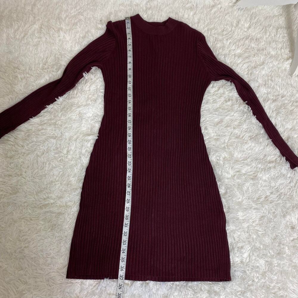 Skinnygirl Limelight MockNeck Keyhole Sweater Dress Women's Sexy Maroon, Medium - Picture 9 of 14